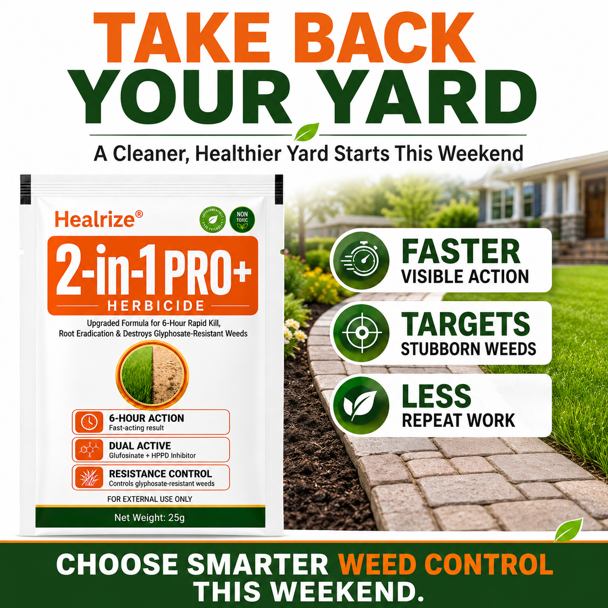🔥🌱Healrize® Advanced 2-in-1 Pro+ Herbicide | Upgraded Formula for 6-Hour Rapid Kill, Root Eradication & Destroys Glyphosate-Resistant Weeds