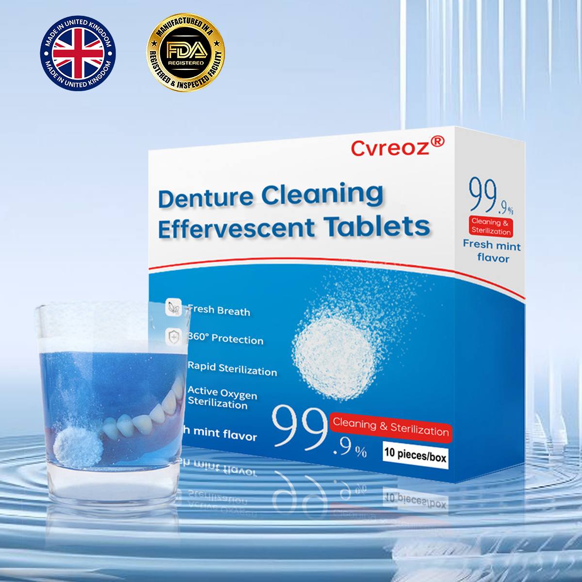 Cvreoz® Denture Cleaning Effervescent Tablets🦷