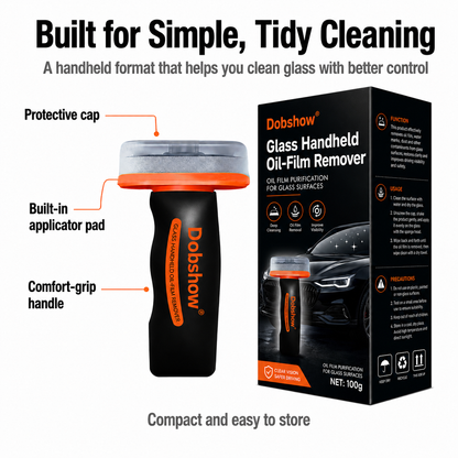 🎉Special limited-time discount🎉Dobshow®Glass Handheld Oil-Film Remover-Crystal-Clear Vision, Stubborn Oil-Film Dissolving, Rain-Streaking Prevention,Night-Glare Elimination🔥Best Seller🔥