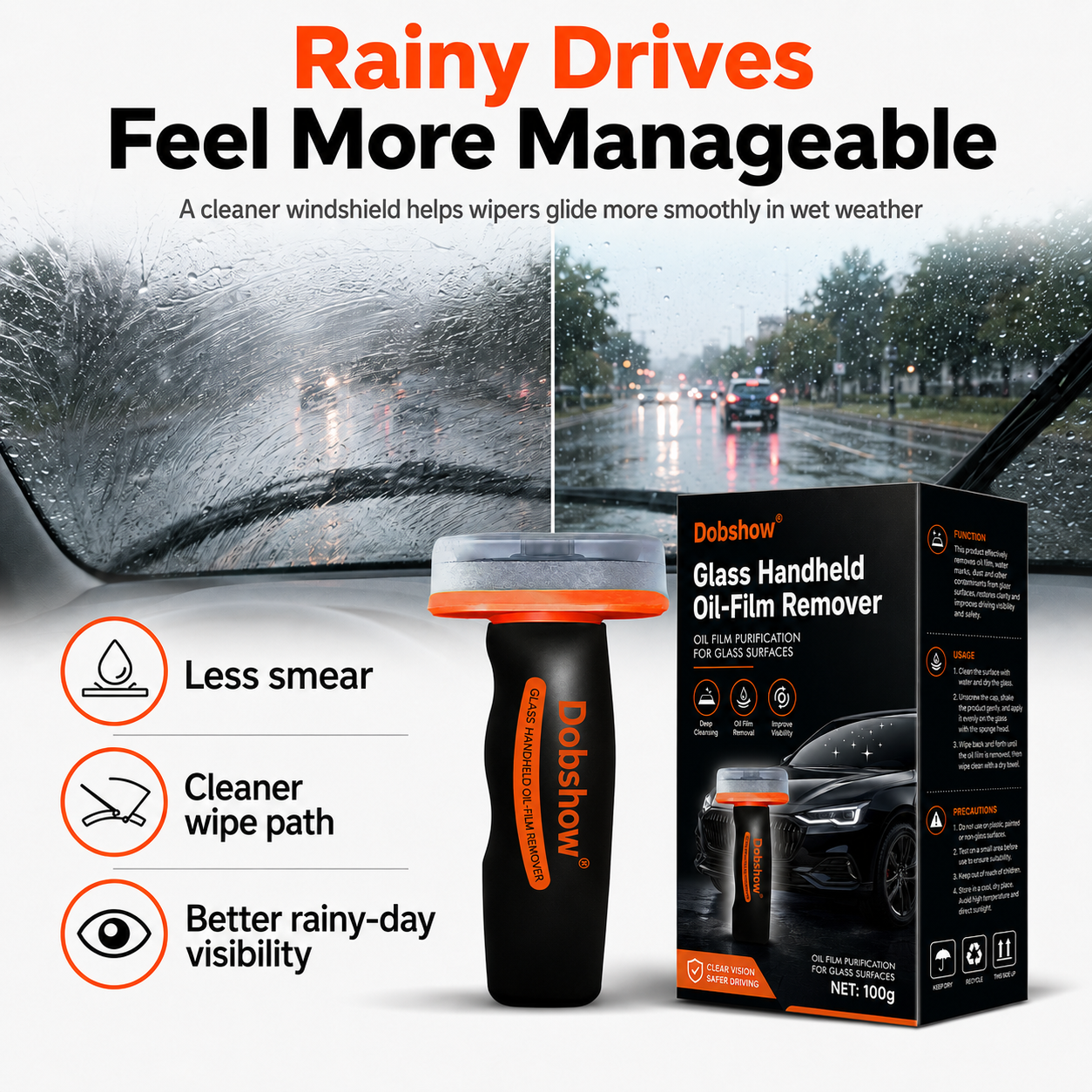 🎉Special limited-time discount🎉Dobshow®Glass Handheld Oil-Film Remover-Crystal-Clear Vision, Stubborn Oil-Film Dissolving, Rain-Streaking Prevention,Night-Glare Elimination🔥Best Seller🔥