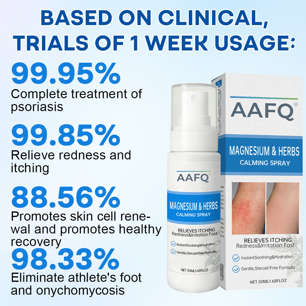 🔥Final 3 Hours: 80% OFF: AAFQ® Magnesium & Herbs Calming Spray⚕️ FDA Certified (for the treatment of psoriasis and eczema, improvement of bacterial infections in the genital area, treatment of acne and warts, eliminates psoriasis and eczema, etc.)
