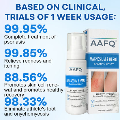 🔥Final 3 Hours: 80% OFF: AAFQ® Magnesium & Herbs Calming Spray⚕️ FDA Certified (for the treatment of psoriasis and eczema, improvement of bacterial infections in the genital area, treatment of acne and warts, eliminates psoriasis and eczema, etc.)