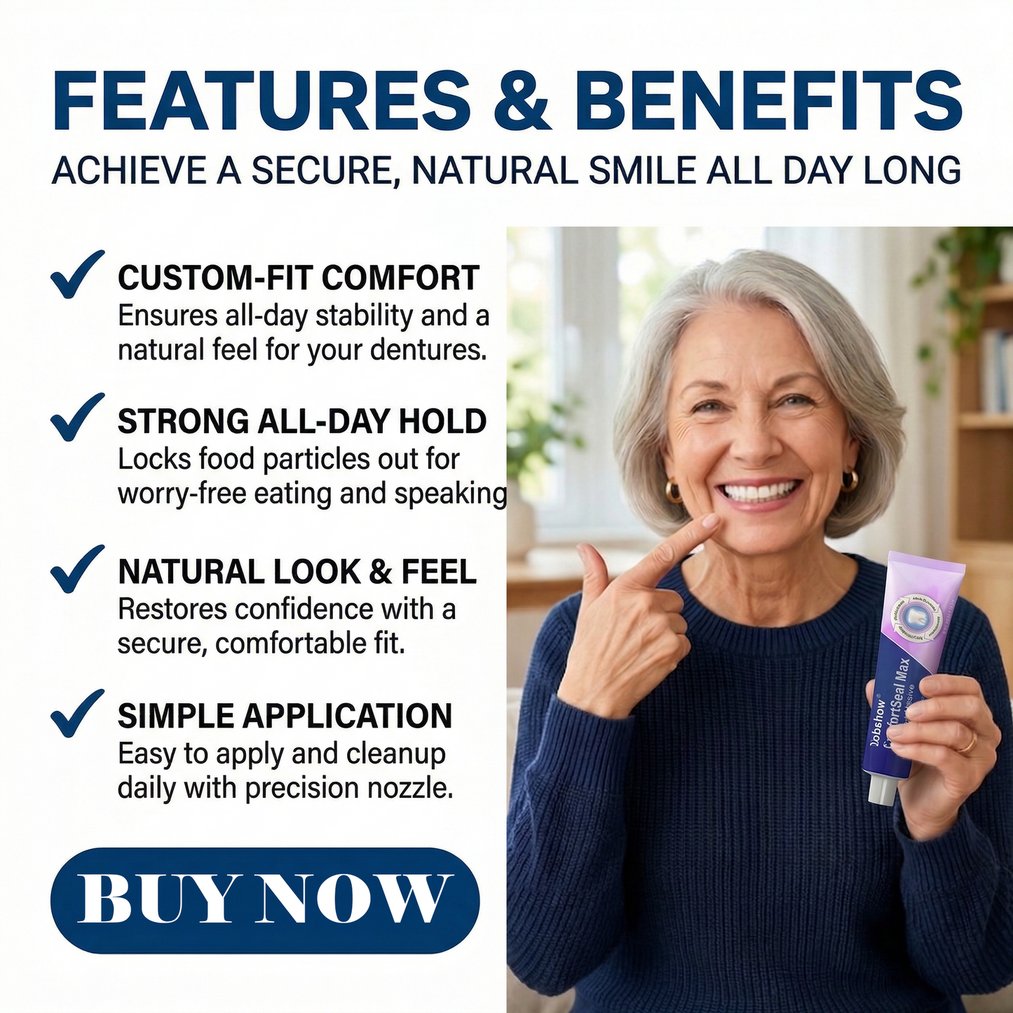 🔥𝙇𝙄𝙈𝙄𝙏𝙀𝘿 𝙎𝙋𝙀𝘾𝙄𝘼𝙇 𝙊𝙁𝙁𝙀𝙍🔥Dobshow® ComfortSeal Max Denture Adhesive—🦷96-hour long-lasting, heat adaptive technology