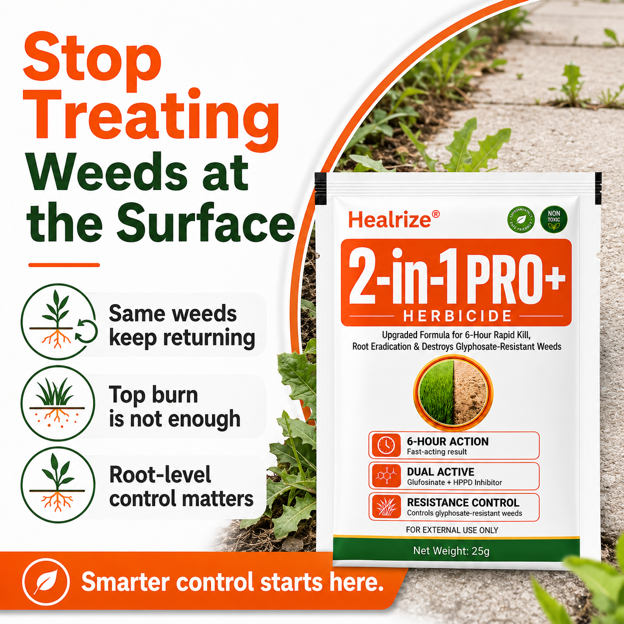 🔥🌱Healrize® Advanced 2-in-1 Pro+ Herbicide | Upgraded Formula for 6-Hour Rapid Kill, Root Eradication & Destroys Glyphosate-Resistant Weeds