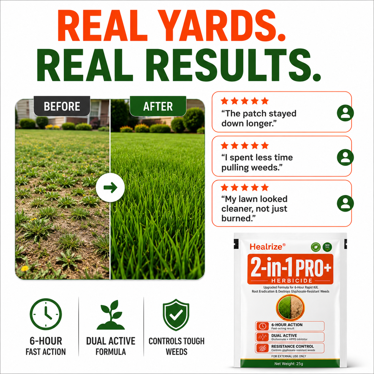 🔥🏆Healrize® Advanced 2-in-1 Pro+ Herbicide | 🍂Upgraded Formula for 6-Hour Rapid Kill, Root Eradication & Destroys Glyphosate-Resistant Weeds