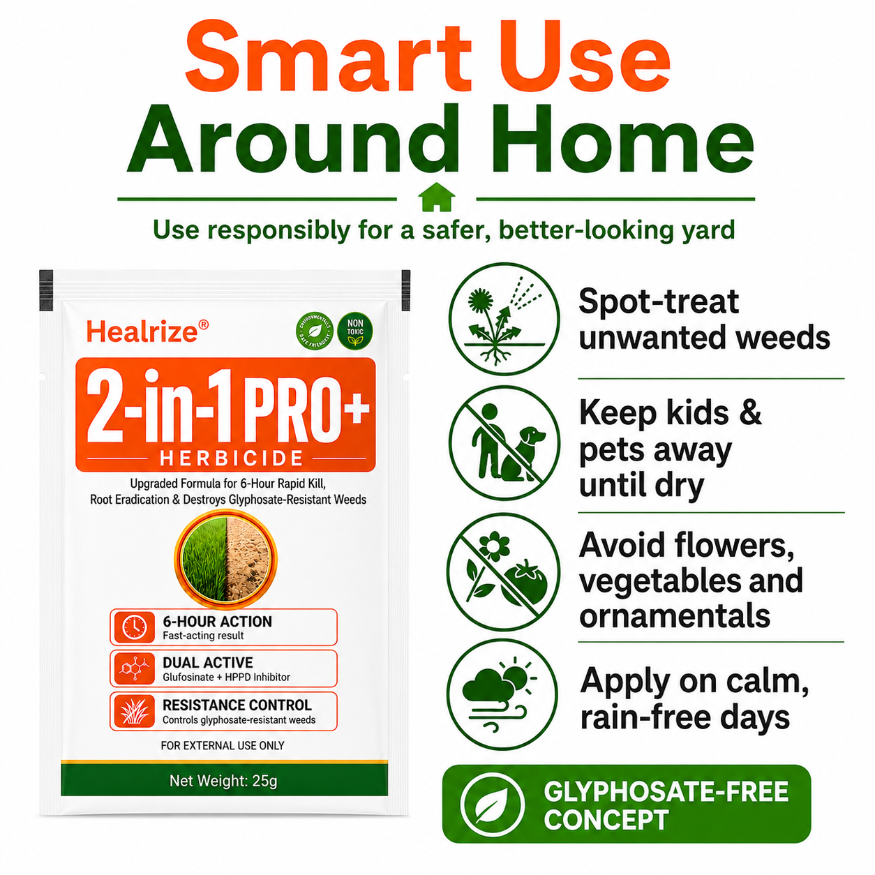 🔥🏆Healrize® Advanced 2-in-1 Pro+ Herbicide | 🍂Upgraded Formula for 6-Hour Rapid Kill, Root Eradication & Destroys Glyphosate-Resistant Weeds